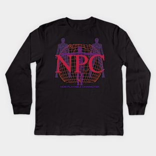 NPC - Retro Y2K Computer Graphic (non playable character) 2 Kids Long Sleeve T-Shirt